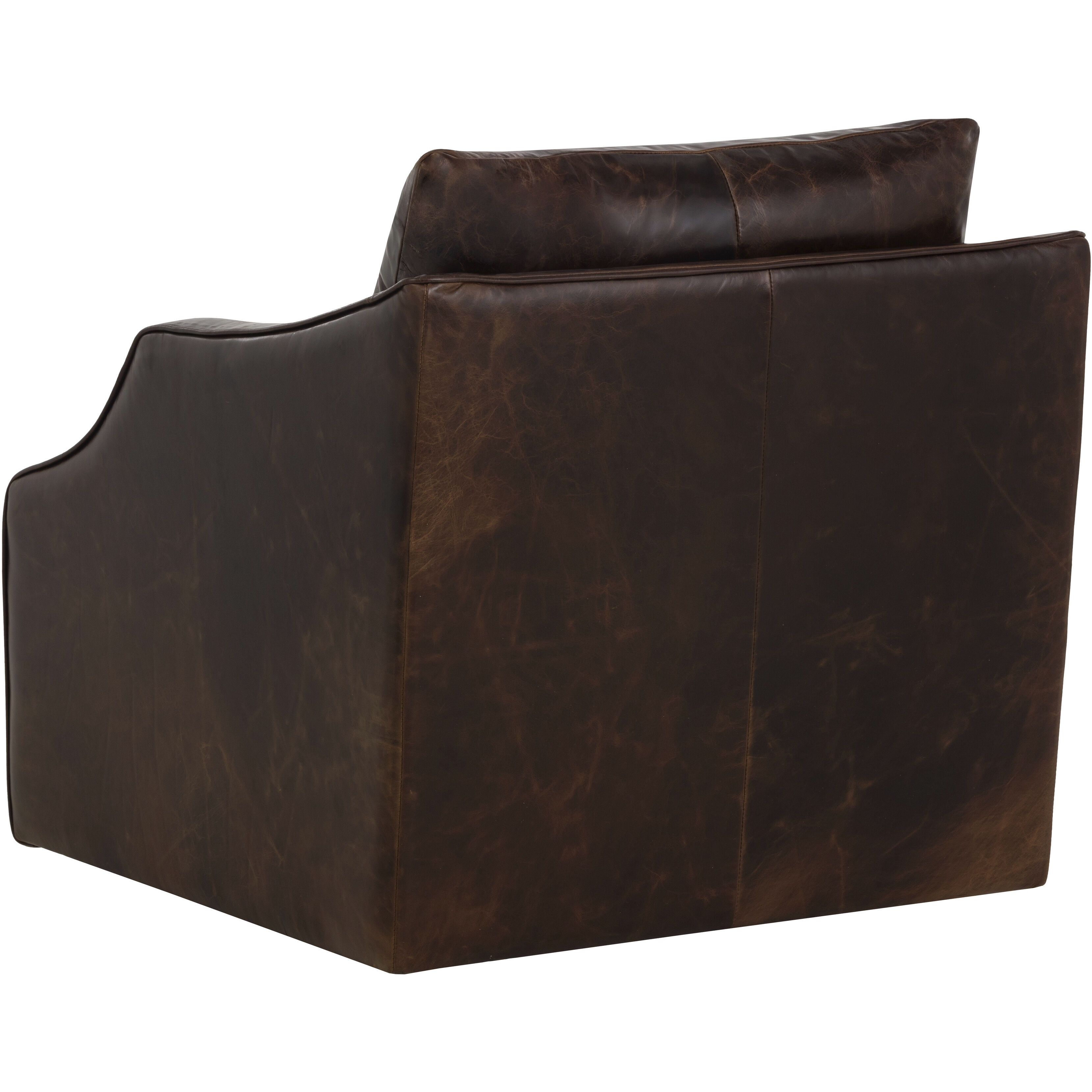 Orwell Chocolate Leather Swivel Lounge Chair